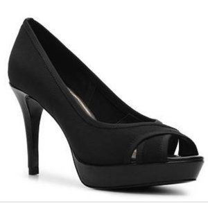 Daliah Black Peep-Toe Pumps